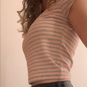 PINK STRIPED CROP TOP